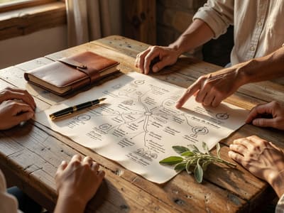 A trusted guide mapping out a family legacy at a warm farmhouse table